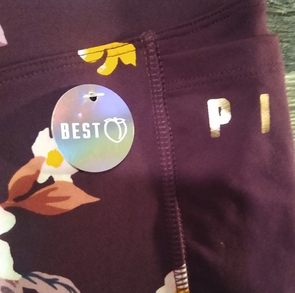 New Pink Blackout Floral Workout Leggings w/ Pocket | High-Waisted S/P - Picture 4 of 7